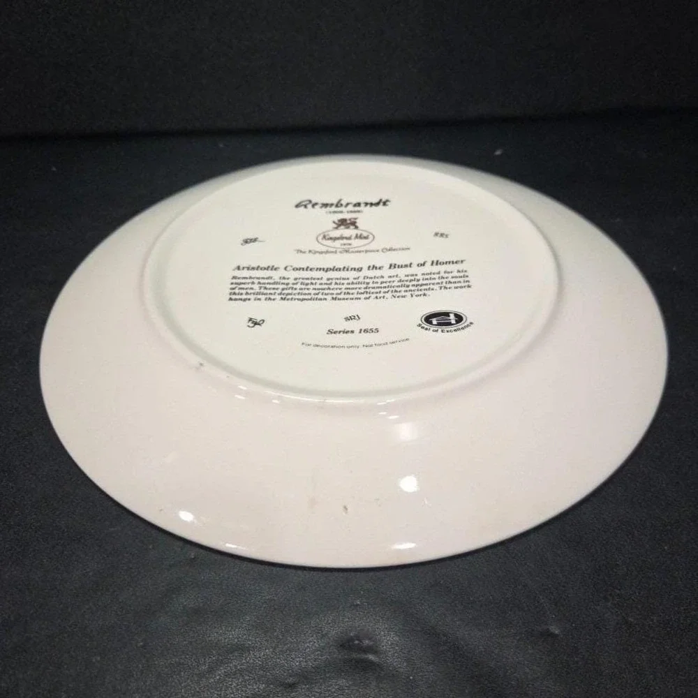 Rembrandt's Aristotle Contemplating the Bust of Homer Collectible Plate Kingford
